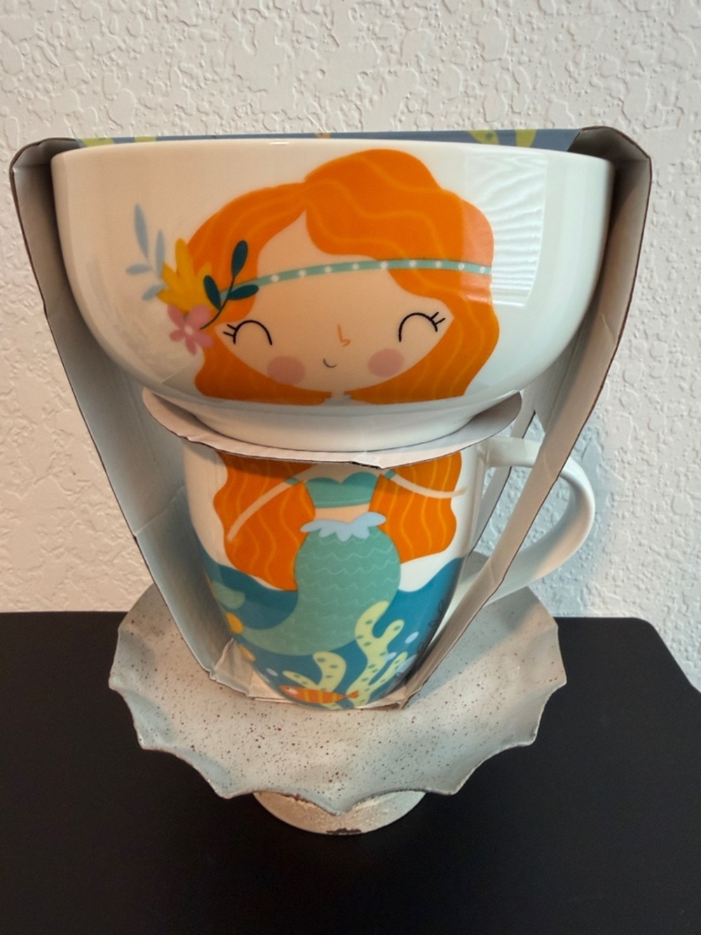 Mermaid Ceramic Bowl and Mug Set